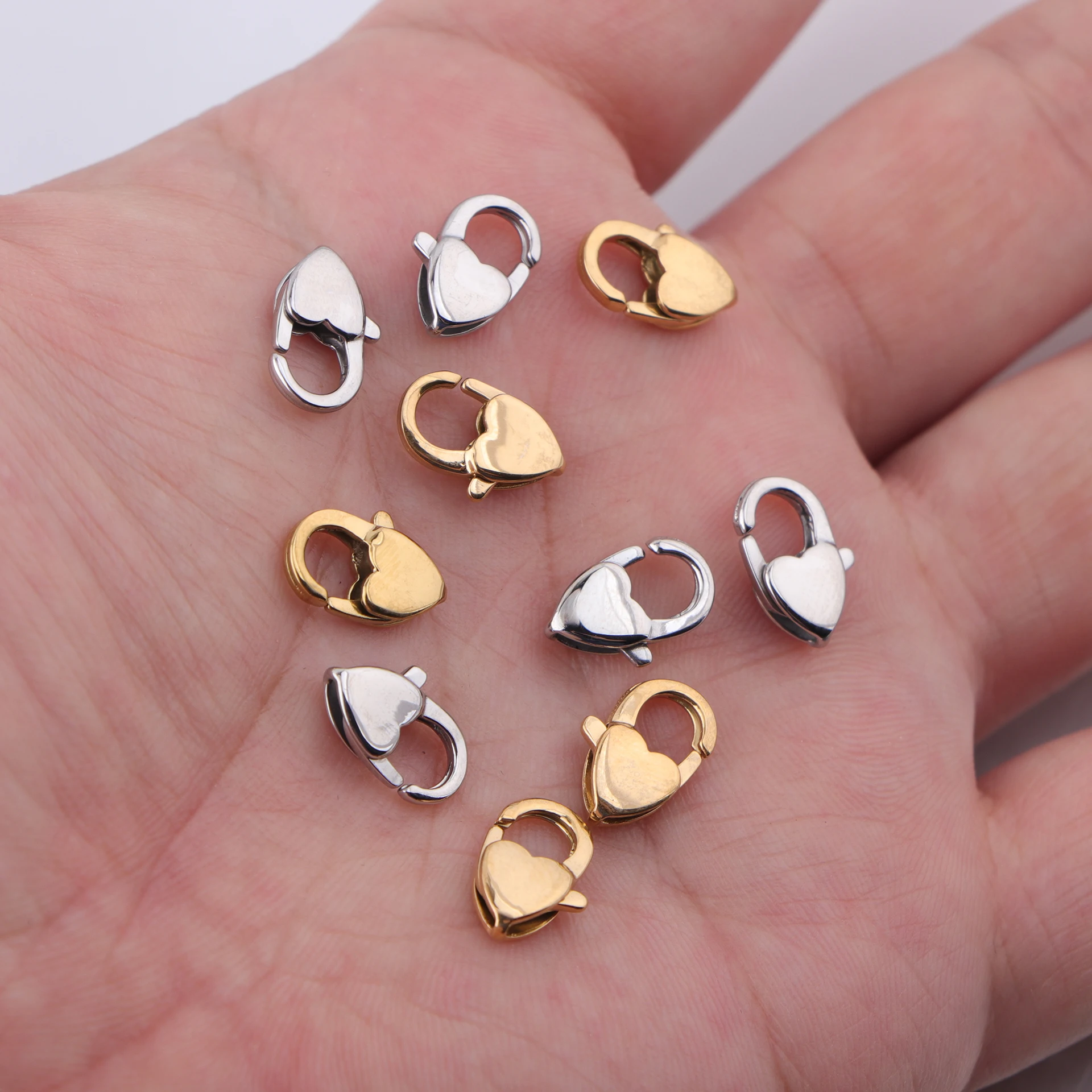 

20pcs/lot Stainless Steel Love Heart Lobster Clasp Hooks End Heart Clasps Connectors for DIY Fashion Jewelry Findings