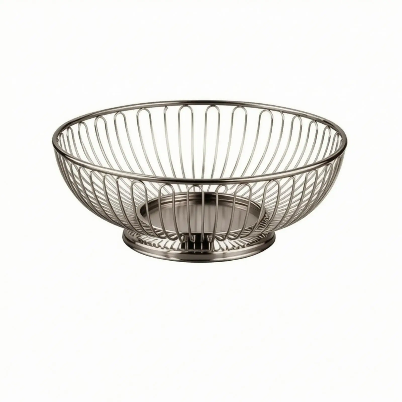 Industrial Wire Fruit Basket for Kitchen Table Stainless Steel Elevated Base