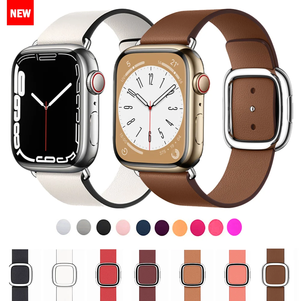 Modern buckle strap For Apple Watch band 45mm 41mmm 42/38 44mm/40mm Leather bracelet iwatch series 9 8 5 4 3 6 SE 7 ultra 2 49mm