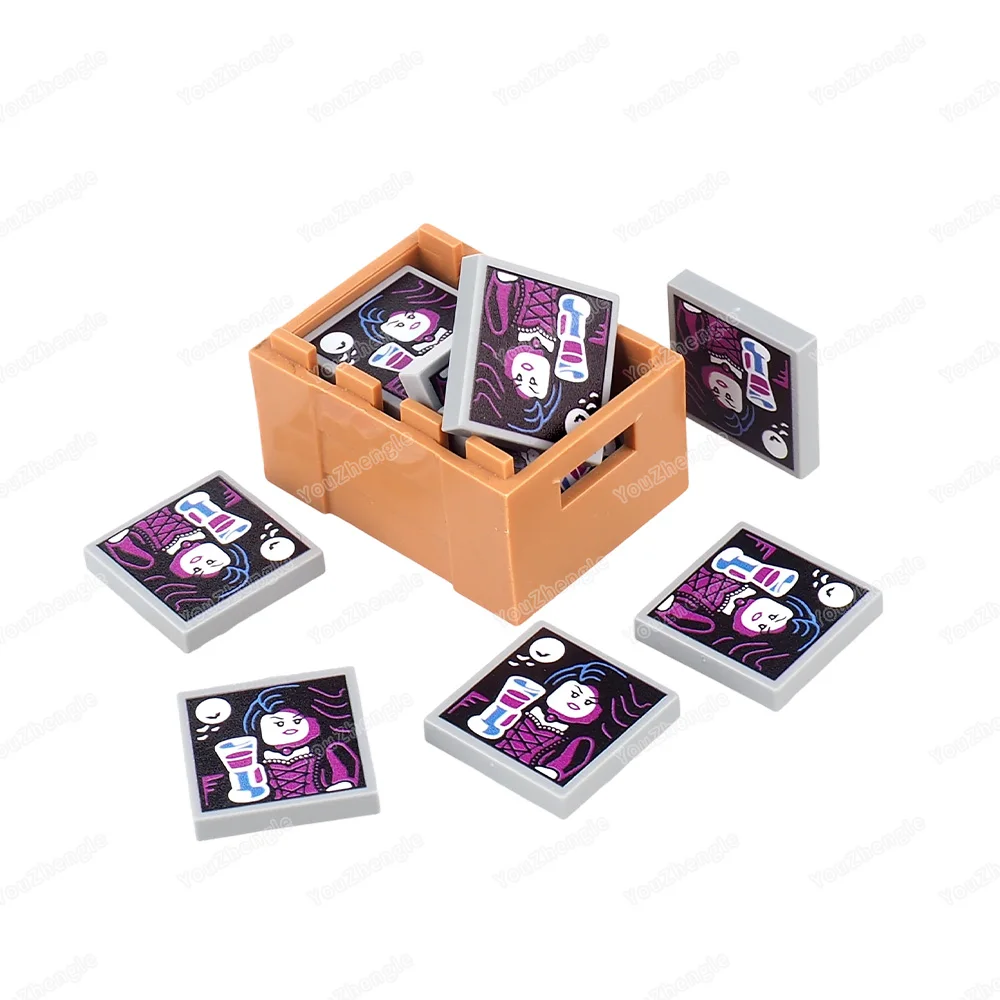 Vampiro lua morcego padrão impresso bloco de construção 2x2 telhas básicas 3068 peças moc figuras retrato equipamentos modelo correspondência brinquedo diy