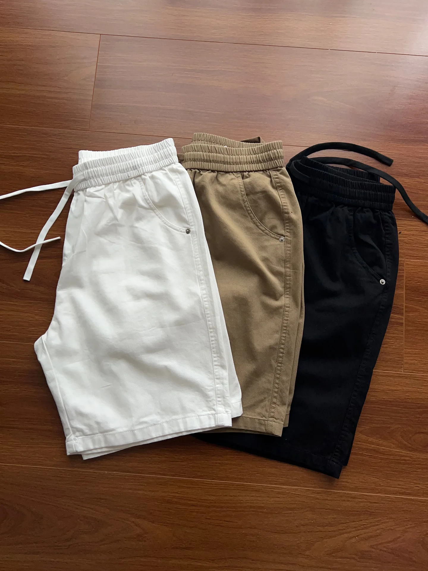 Cleanfit Casual Shorts Unisex Summer Elastic Waist Drawstring Five-Quarter Length Basic Style Trendy Cotton Loose Fit Shorts
