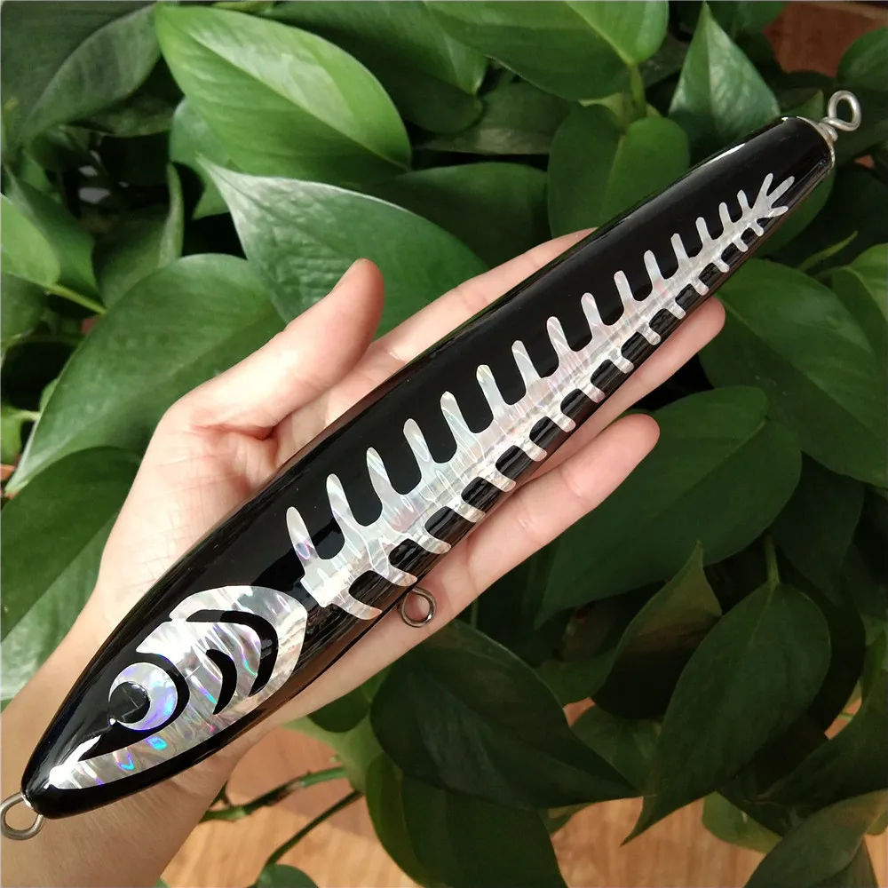 23cm 120g Fishing Lures Popper Wooden Trolling Big Game Topwater Surface Popping Pencil Bait Deep Sea Saltwater Carp Fishing