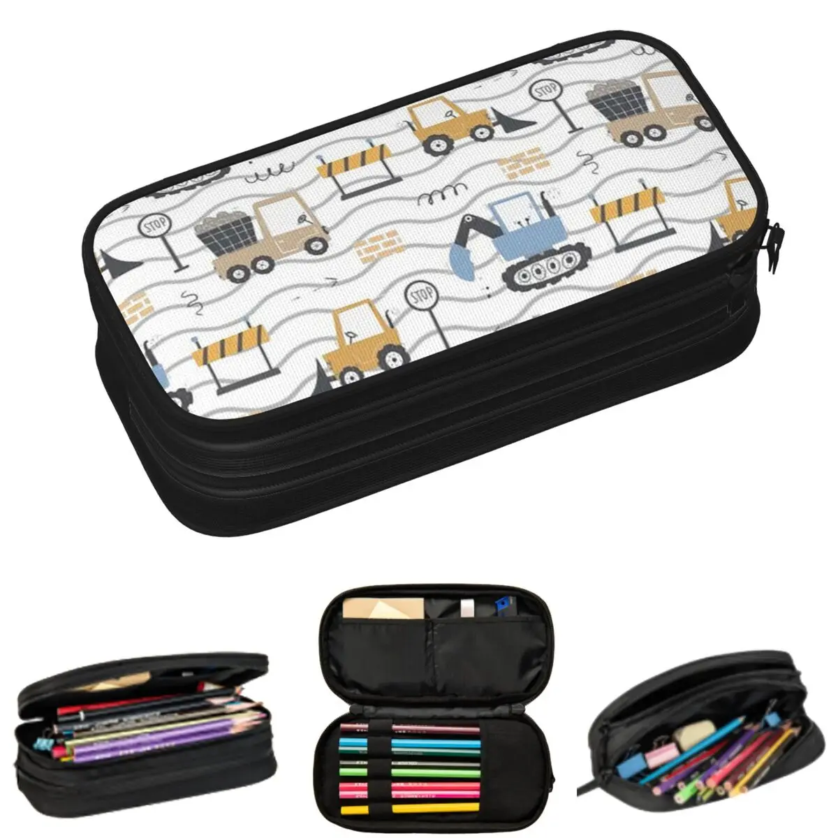 

Cartoon Car Series Pattern Pencil Cases for Students School Pen Box Pencil Bag Large Capacity Pencil Pouch