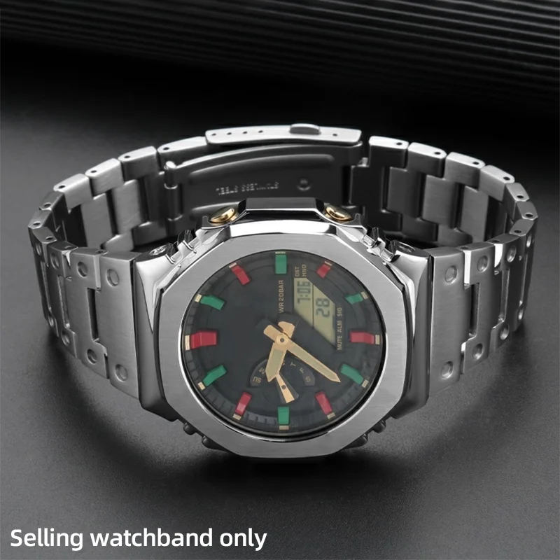 

GBM-2100/GM2100/GA 2100 16 мм ремешок для часов из нержавеющей стали для Casio G-SHOCK, металлический восьмиугольный браслет, замена (серебристый/черный/золотой)
