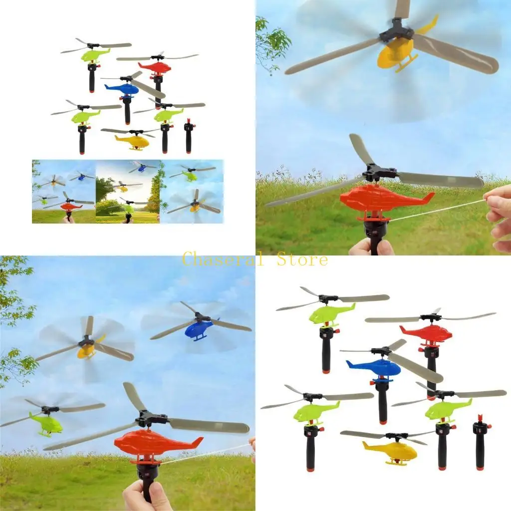 

E7CE 6pieces Exciting Pull String Helicopter Toy Funny Easy to Operate for Kids