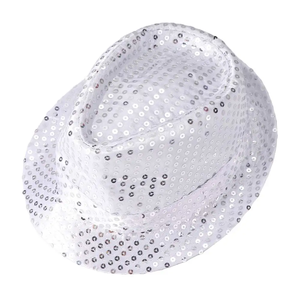 Koreanische Version Pailletten-Fedora-Hut, Brillant Glänzender Tanz-Jazz-Hut 58cm/54cm, Kreativer Glitzer-Jazz-Hut für Erwachsene – Detail 2