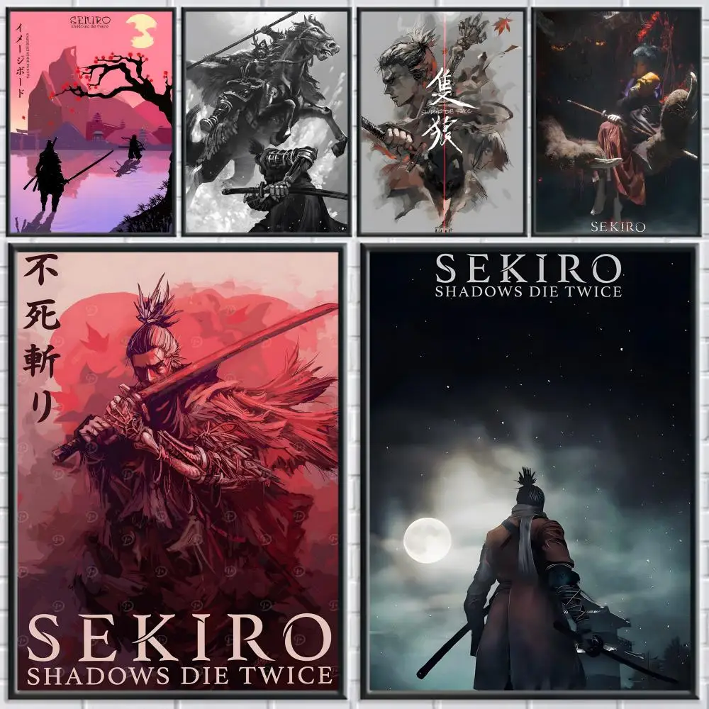 Handsome N-Ninja Sekiro Shadows Die Twice-Game Poster Canvas painting with prints Home bedroom living room decoration gift