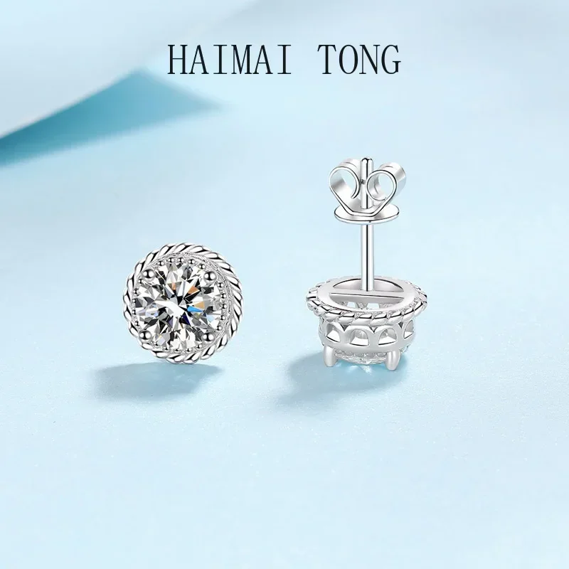 

Real Moissanite 0.5/1CT Platinum PT950 Stud Earrings for Women Colorless Sparkling Ideal Cut Lab Windmill Diamond Bridal Jewelry