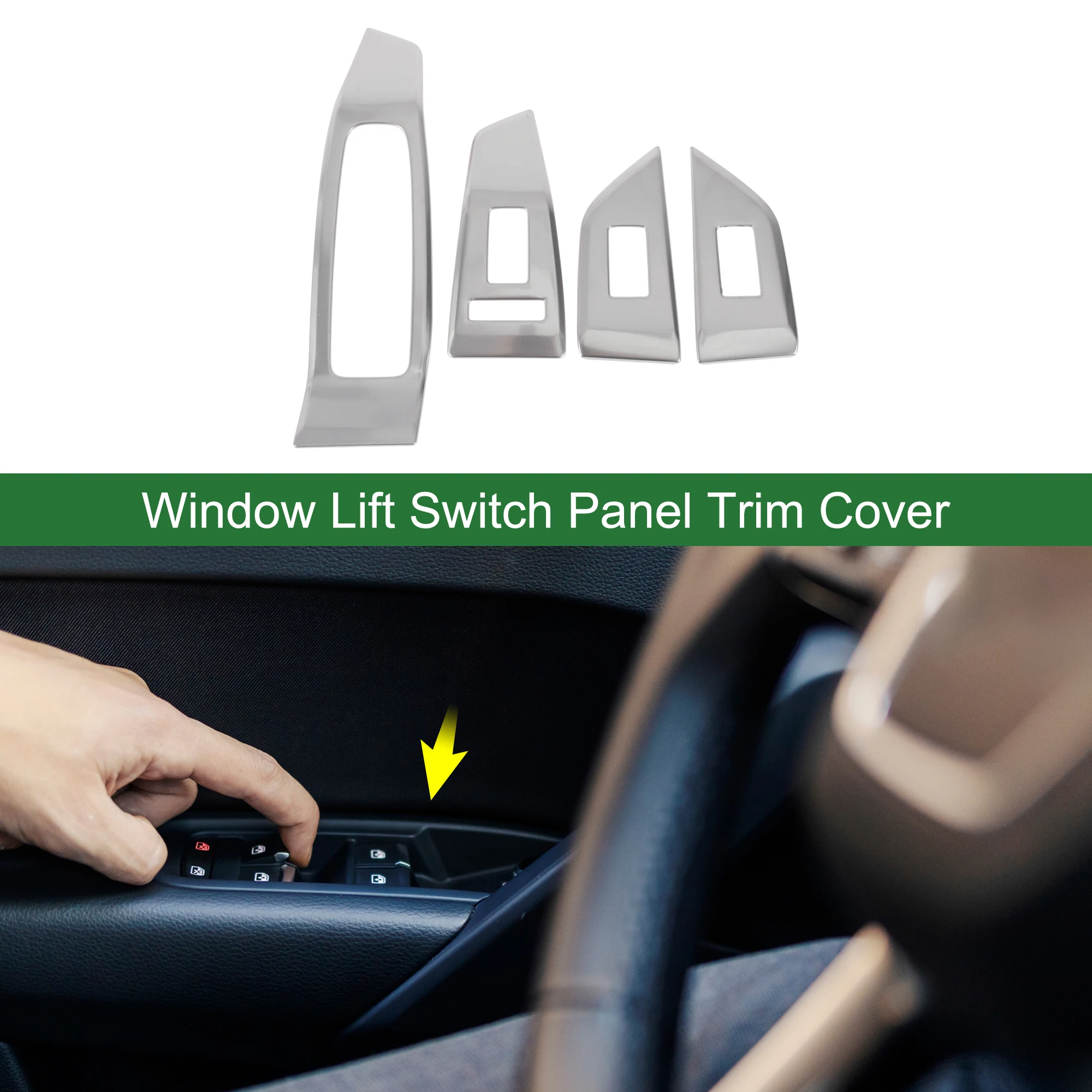 

UXCELL 1 Set Car Door Window Control Button Sticker for Nissan Rogue 21-25 Silver Tone