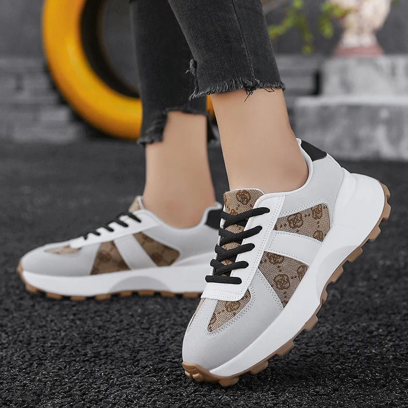 Spring 2026 Women's Retro Print Platform Sneakers Chunky Dad Shoes Casual Walking Trainers Men's/Women's Athletic Running Shoes view 4