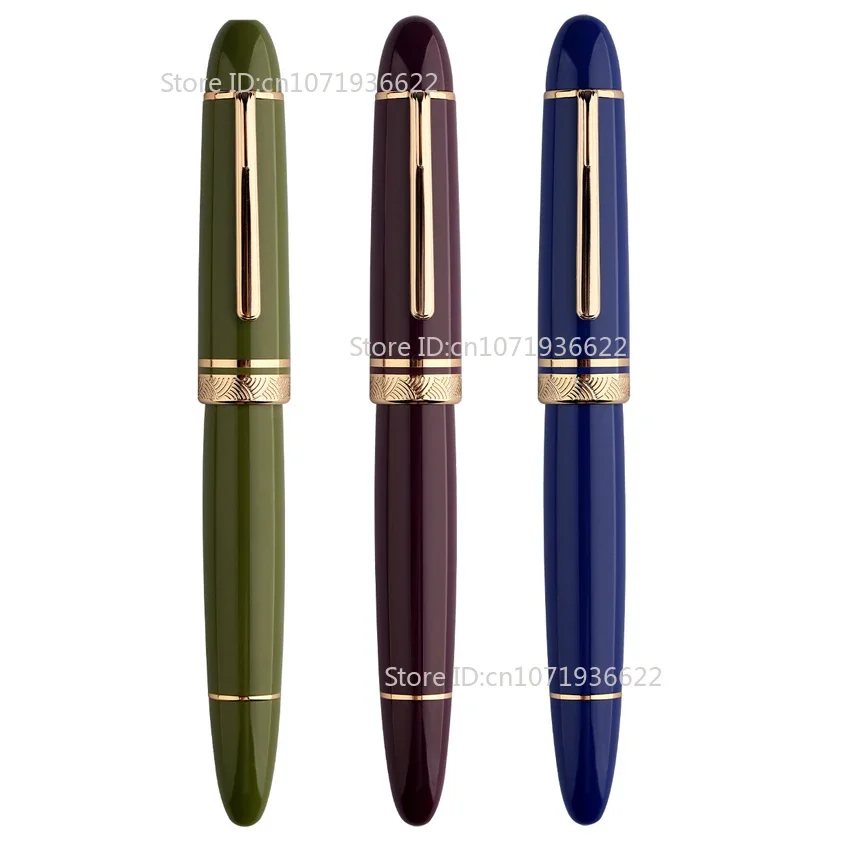 لون جديد MAJOHN P140 NO.8 F/M بنك الاستثمار القومي الاكريليك المكبس قلم حبر شفاف Ebonite تغذية سعة كبيرة الحبر الكتابة القلم الفاخر