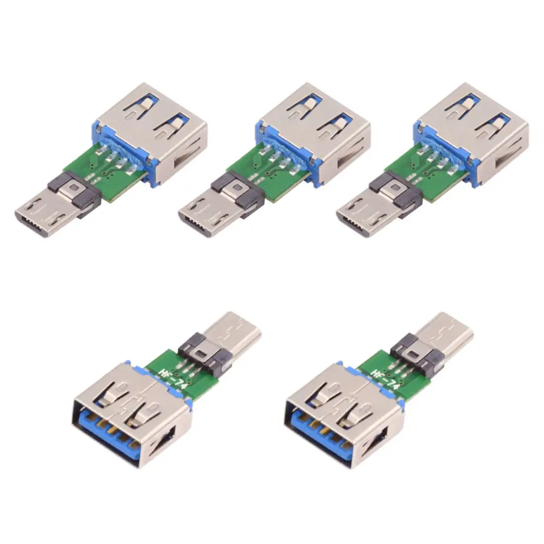 5pcs/lot Micro USB 2.0 5Pin Male Connector to USB Type-C Female Power Data PCBA Adapter for Tablet Phone Laptop