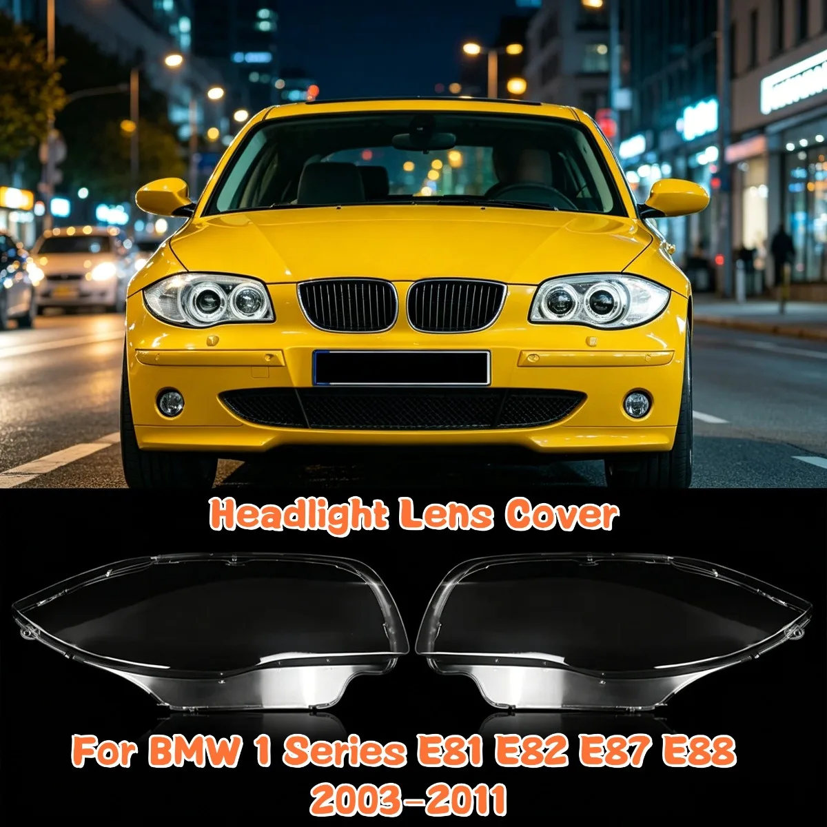 2X Klare Autoscheinwerferabdeckung Transparente Lampenschirm-Frontscheinwerferlinsenabdeckung für BMW 1er Serie E81 E82 E87 E88 2003-2011