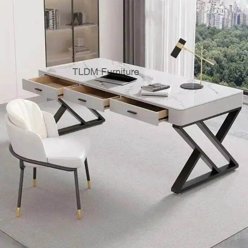 Multifuncional estudo mesa do computador luz de luxo moderno rock board mesa escritório nordic simples único chefe mesa para móveis escritório