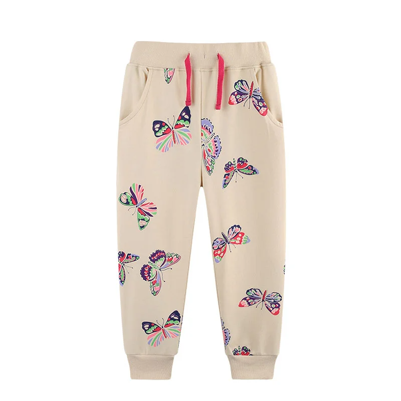 

Butterflies Printed Girls Sweatpants Autumn Spring Children's Trousers Fashion Long Pants Kids Clothing Full Length Pants