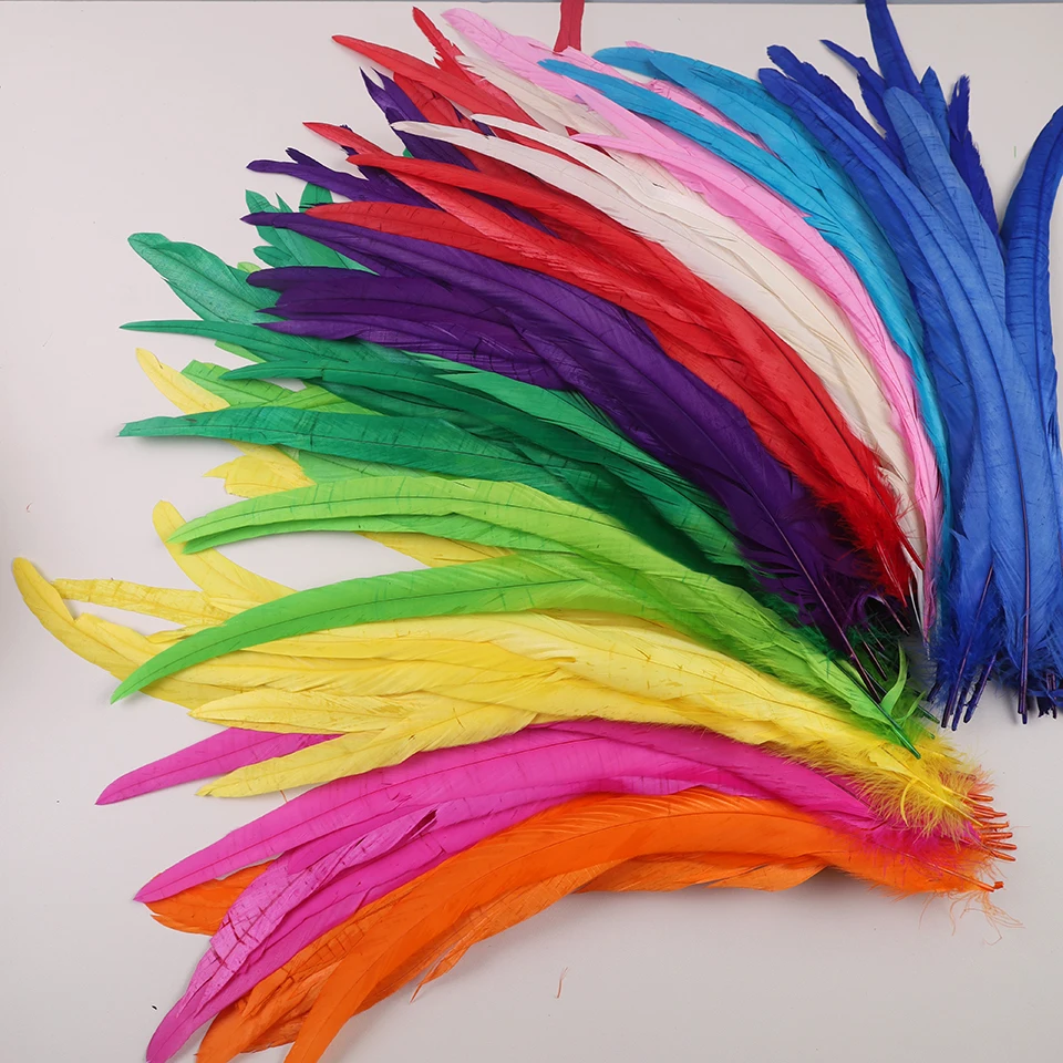 50Pcs 35-40cm Rooster Tail Feathers for Crafts Carnival Accessories Natural Long Plumes Chicken Decoration Feather Headdress