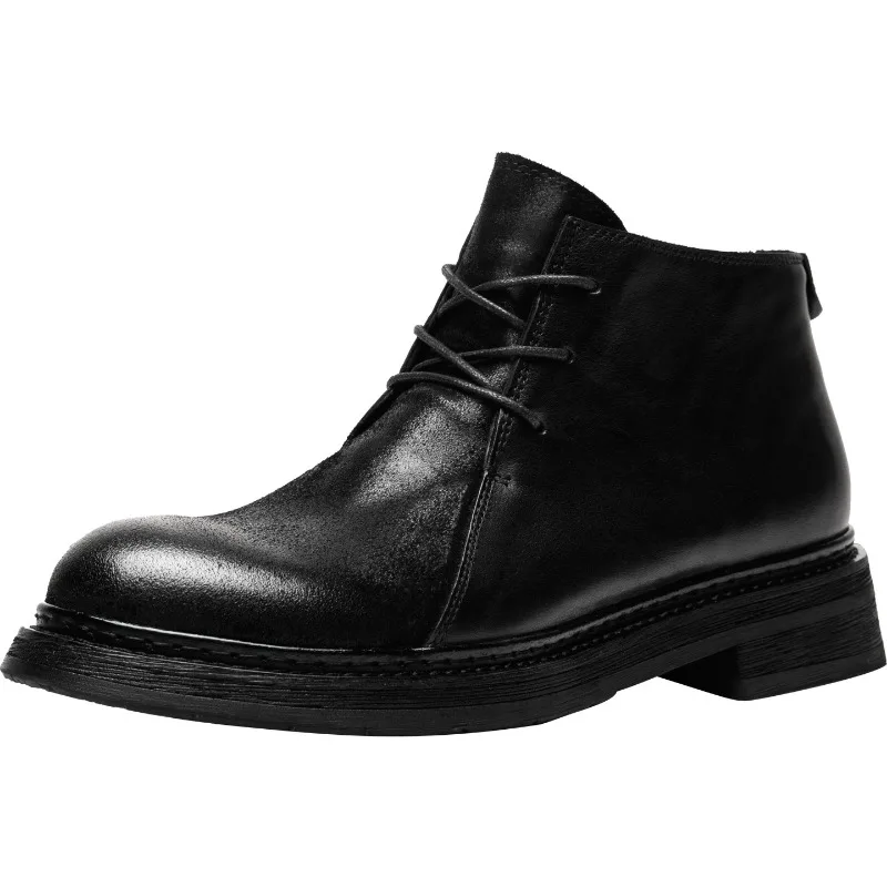 Vintage Mens Genuine Leather Boots Luxury Handmade 2026 Spring Autumn Fashion Round Toe British Style Ankle Oxfords Shoes Man - view 5