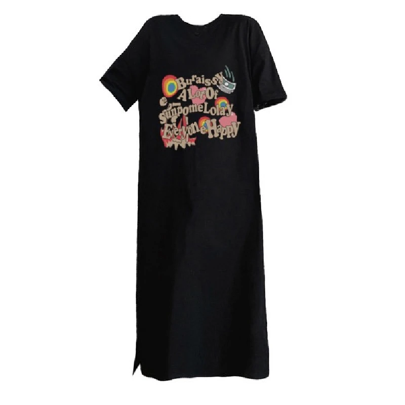 T-shirt ort-sav ample mi-long Dr coréen Sle, Design personnalisé de Hong Kong, fente ouverte, peut être porté à l'extérieur