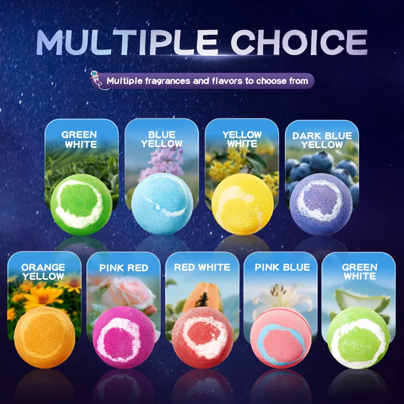 مجموعة هدايا قنابل الاستحمام 9 عطر Fizzies روز القرنفل شجرة الشاي عنبية البابايا زنبق الجلد ترطيب مثالية لحمام سبا الفقاعات