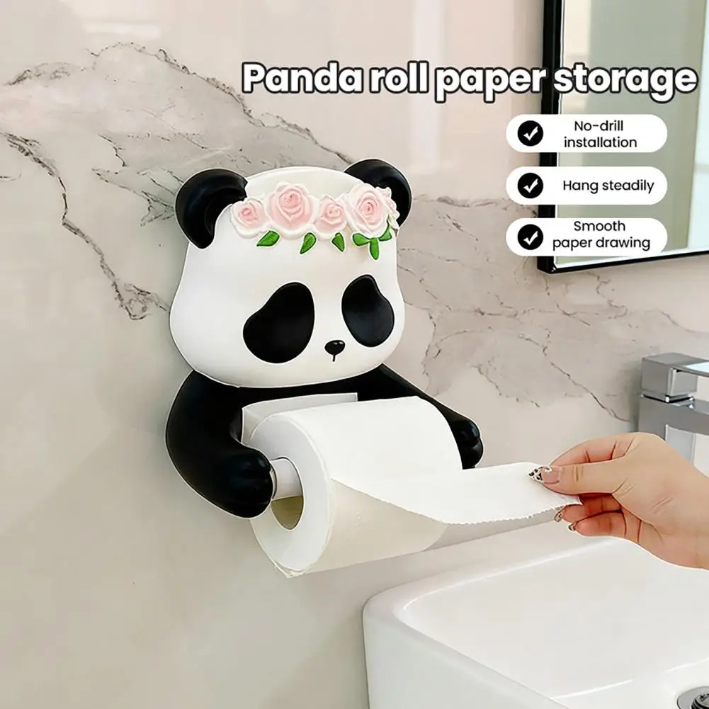 Bathroom Toilet Paper Storage Home Use Tissue Dispenser Cute Panda Tissue Holder with Non-slip Surface for Bathroom