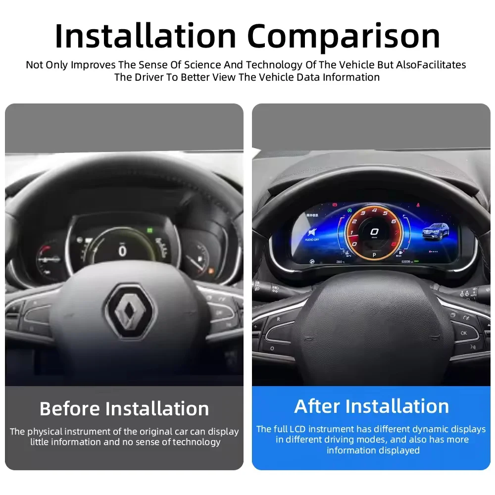12.3" Carplay Auto Digital Instrument Cluster For Renault Koleos Megane 4 Samsung SM6 Talisman 2016-2019 Screen Dashboard meter view 2