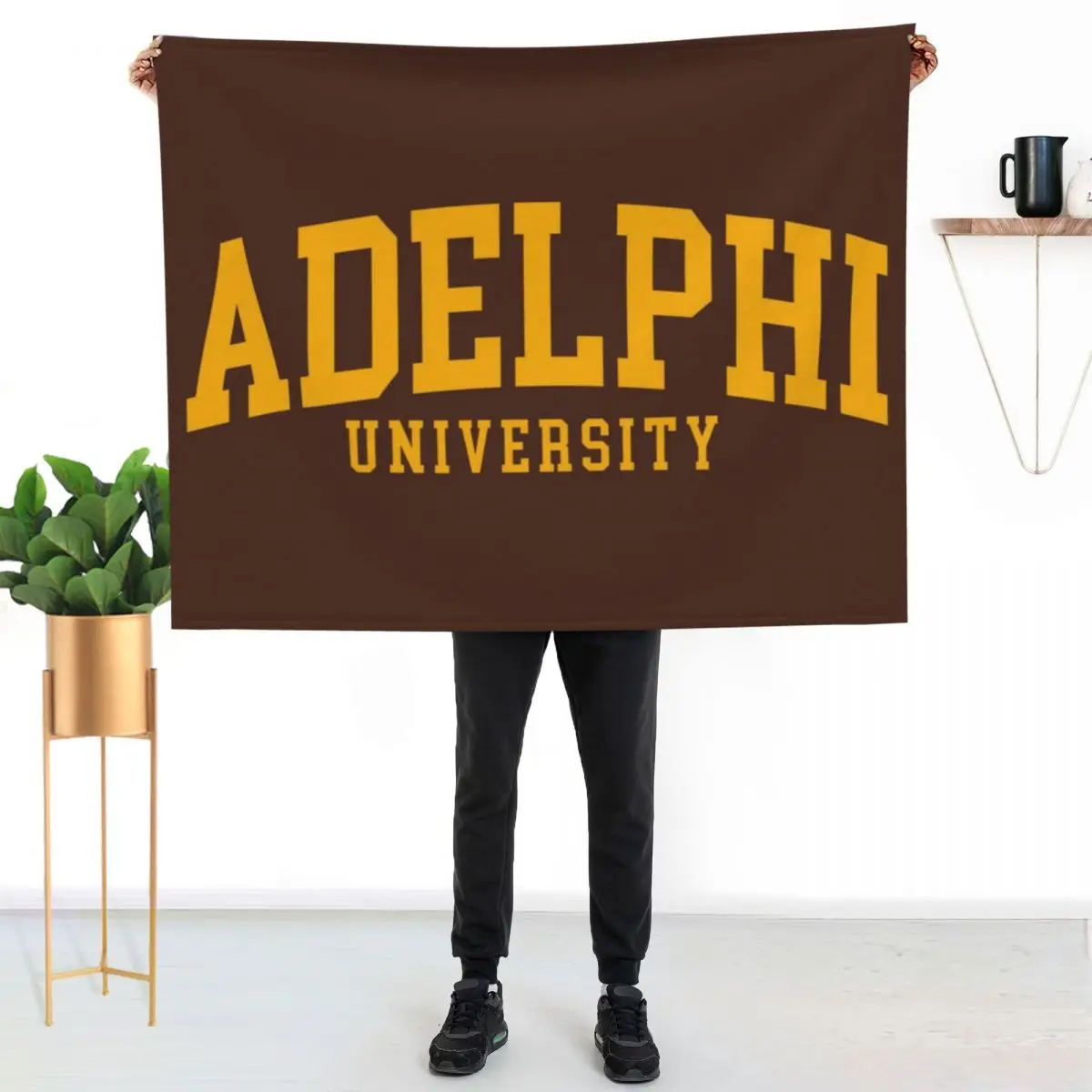 

adelphi university - college font curved Throw Blanket Elegant Warm Throw Blanket for Hotel Home