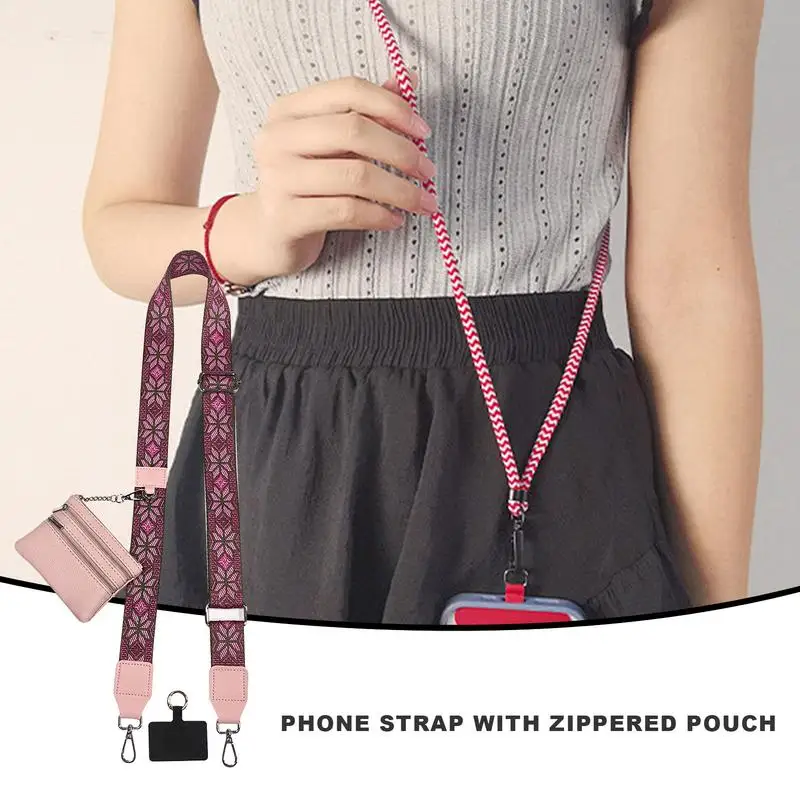 Phone Lanyard Sling With Purse Adjustable Chain Strap Adjustable Shoulder Neck Strap Cell Phone Lanyard For Camping Offices