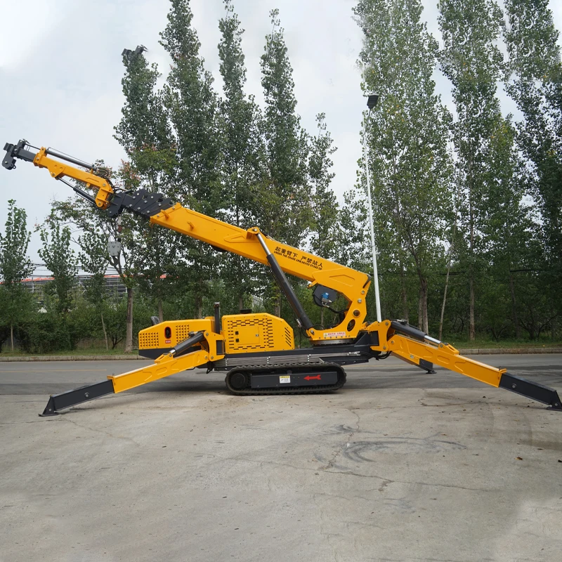 Ensuring Long Reach Capability 1-8Ton Compact Spider Crane with Telescopic Boom and Fly Jib for High Rise Access