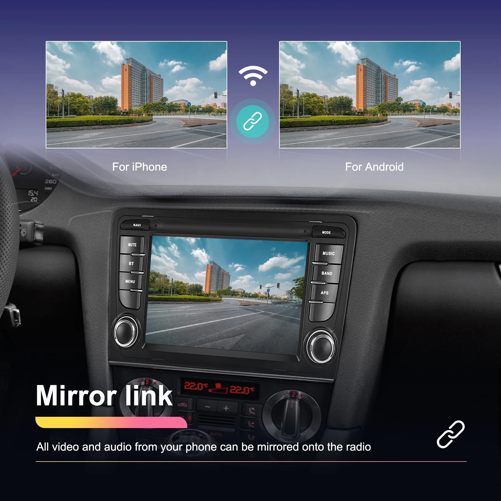 Podofo 2DIN 2+64G Autoradio für Audi A3 8P (2003-2012)/RS3 Sportback (2011-2012) Carplay Auto-Audio Android Auto GPS Mirror Link – Detail 16