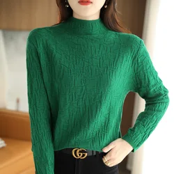 2024 Autumn and Winter New Cashmere sweater Women loose knitted  sweater women Mock Neck warm pullover sweater