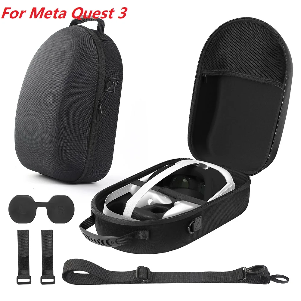 For Meta Quest 3 Portable VR Glasses Storage Bag Shockproof EVA Hard Shell Travel Carrying Case With Shoulder Strap VR Accessori