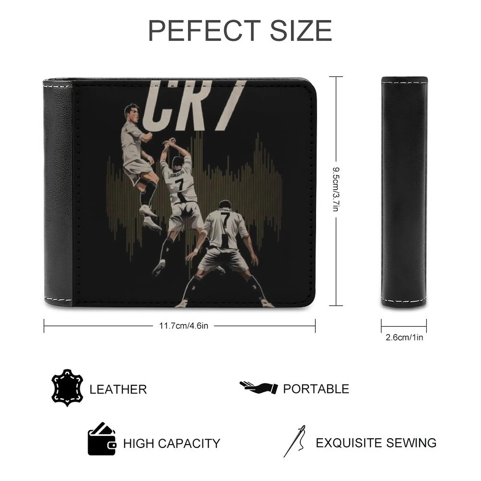 Illustration Ronaldo Design Men\'s Wallet Leather Wallet Luxury Wallet Card Wallet Male Women Cr 7 Cr Art Wallpaper Illustration