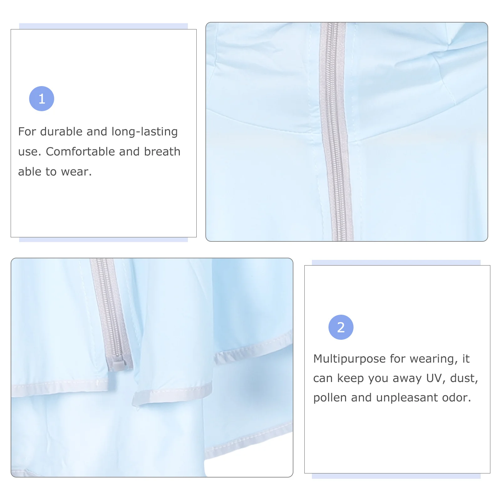 

Women Sun Screen Cloak Sky-Blue Summer Beach Sunscreen Hooded Zipper Cycling Riding Sun Protection Clothing Uv Protection Wrap