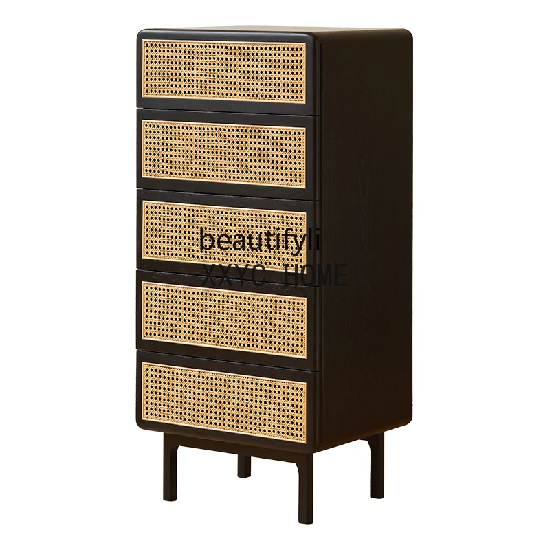 

Nordic Solid Wood Chest of Drawers Retro Simple Living Room Sofa Side Cabinet Bedroom Storage Cabinet