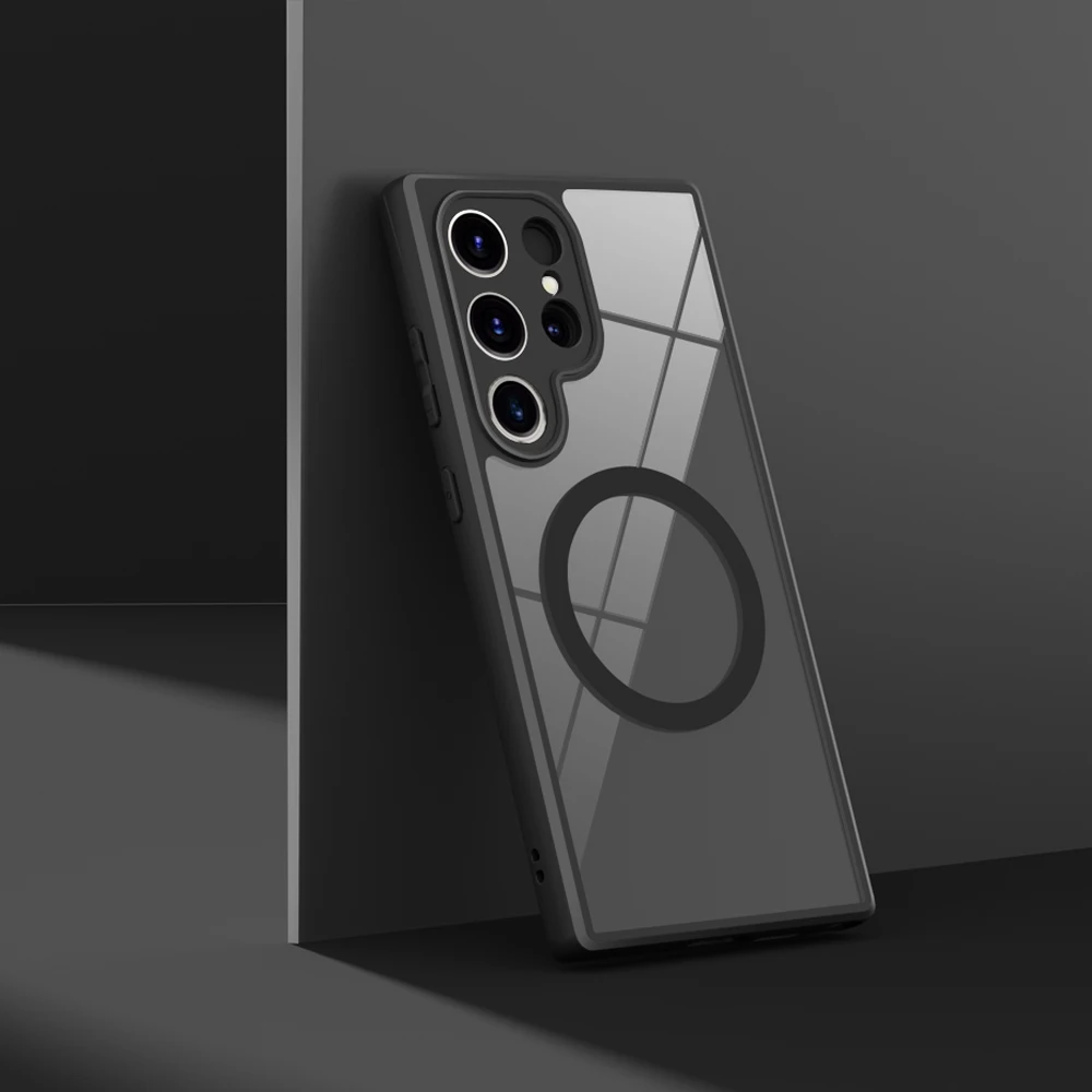 

Прозрачный ударопрочный чехол из поликарбоната и ТПУ Magsafe для Samsung Galaxy S24 S23 Ultra Plus S23 + S24 + Магнитная задняя крышка с беспроводной зарядкой