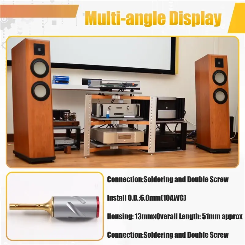 Ingenious-For Speaker Cable Compatible Banana Plug 24K /Rhodium Plated Pure Copper Banana Connector