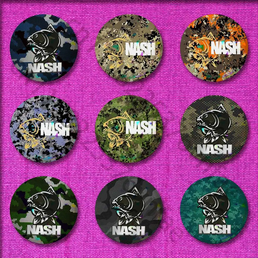 

Camouflage Fish Fishing N-NASH Badge For 75mm 25mm 44mm 32mm 58mm Round Pin Brooch Insignia Shell Adornment