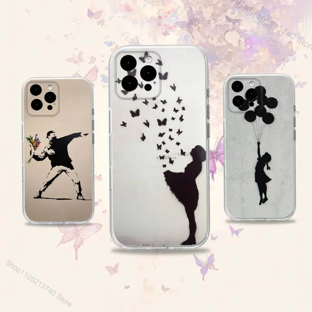 

Art G-Graffiti BanksyS Phone Case For iPhone 11,15,16,14,13,17,12,Pro,SE4,Plus,E,Max,Air,Mini allover print Clear Soft Cover