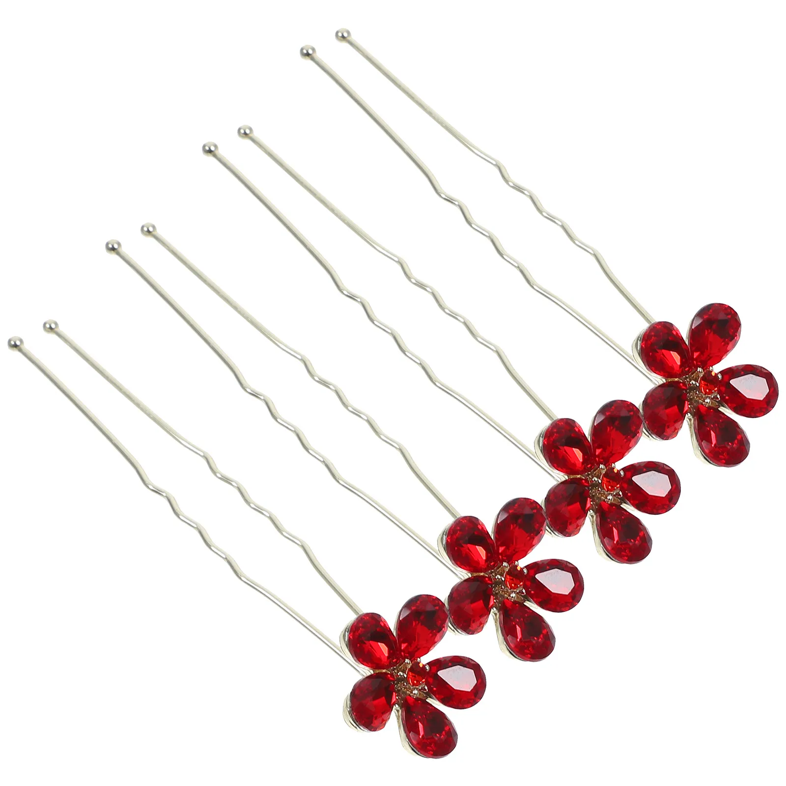 

4 Pcs Hairpin Flower Design Bridal Accessories for Women Korean Version Hairpins Rhinestones Accessory Miss
