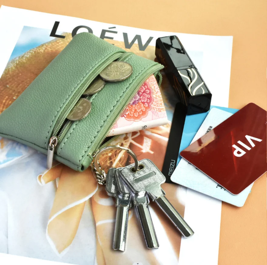 Mini Pu Leather Wallet Coin Purse Key Bag Fashion Key Holder Pocket Card Storage Bag Multifunctional Zipper Coin Pouch