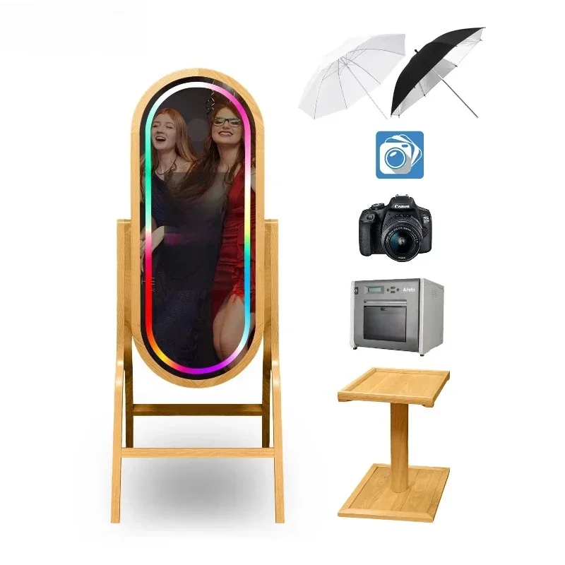 Wedding beauty wooden mirror photo booth with printer bracket sales booth classic retro