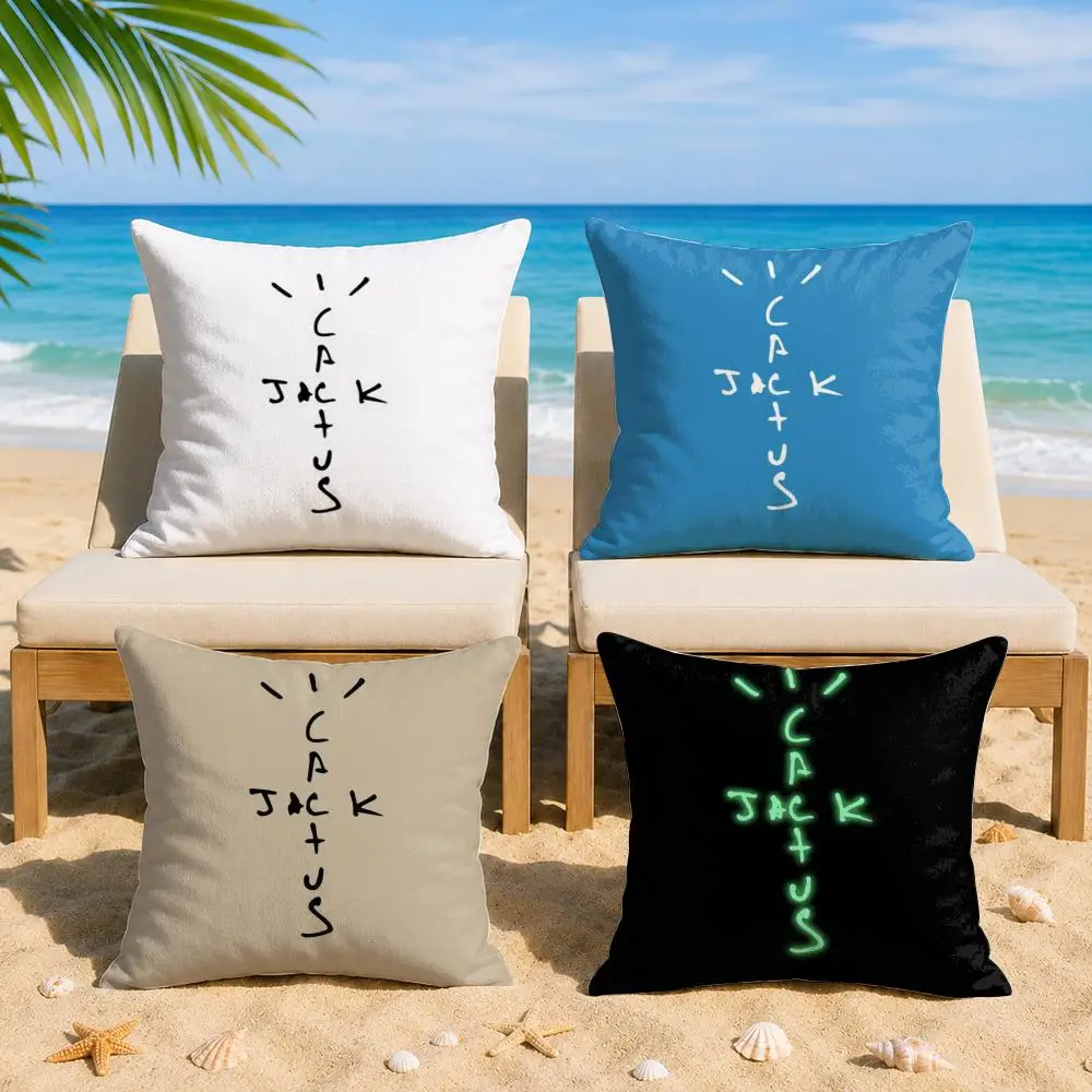 Cool C-Cactus jack Cushion Cover Soft Short Plush Double-Sided Printing Home Decor Machine Washable Pillow Case Gift