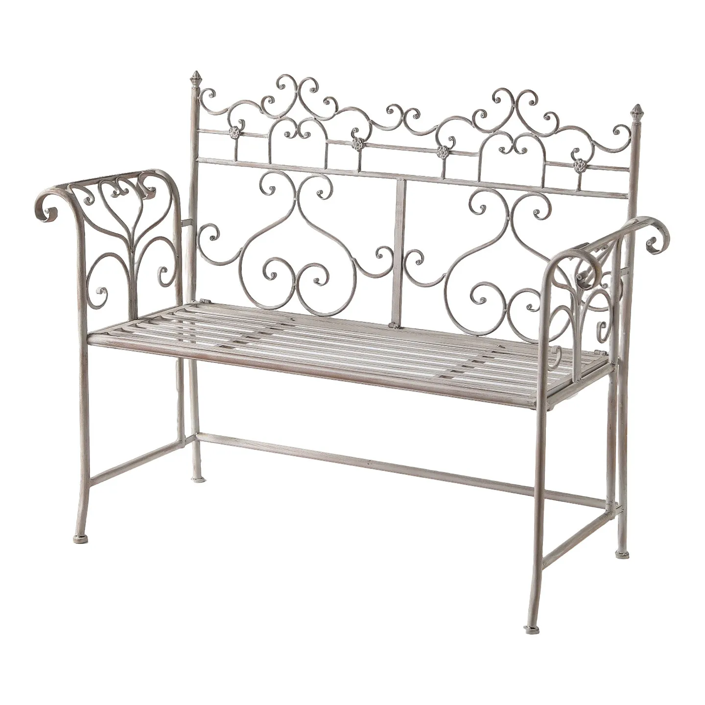 Retro and old white wrought iron edge few balcony small round table outdoor idyllic courtyard garden casual coffee table