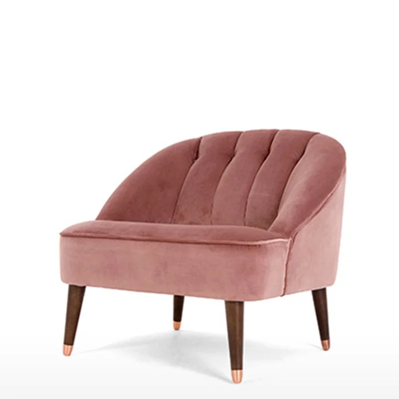 Living room furniture popular chair single seat pink wood fabric living room sofa chair
