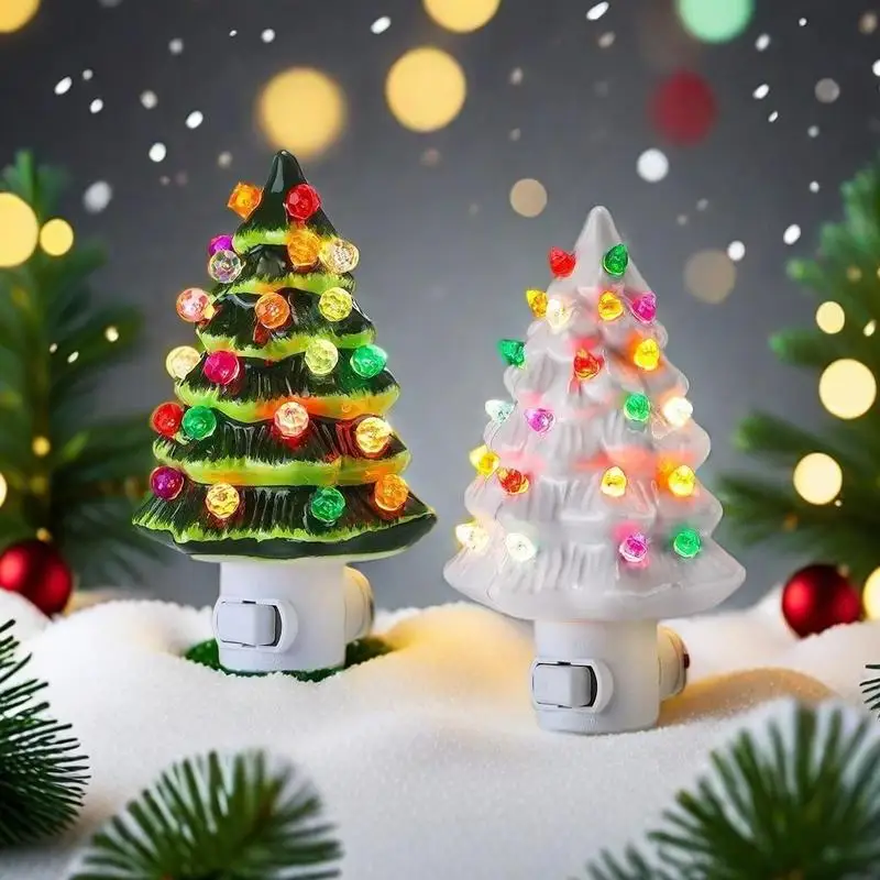 Christmas Tree Night Lamp Electric US Plug LED For Halloween Christmas Room Decoration Cute Children\'s Night Light Holiday Gifts