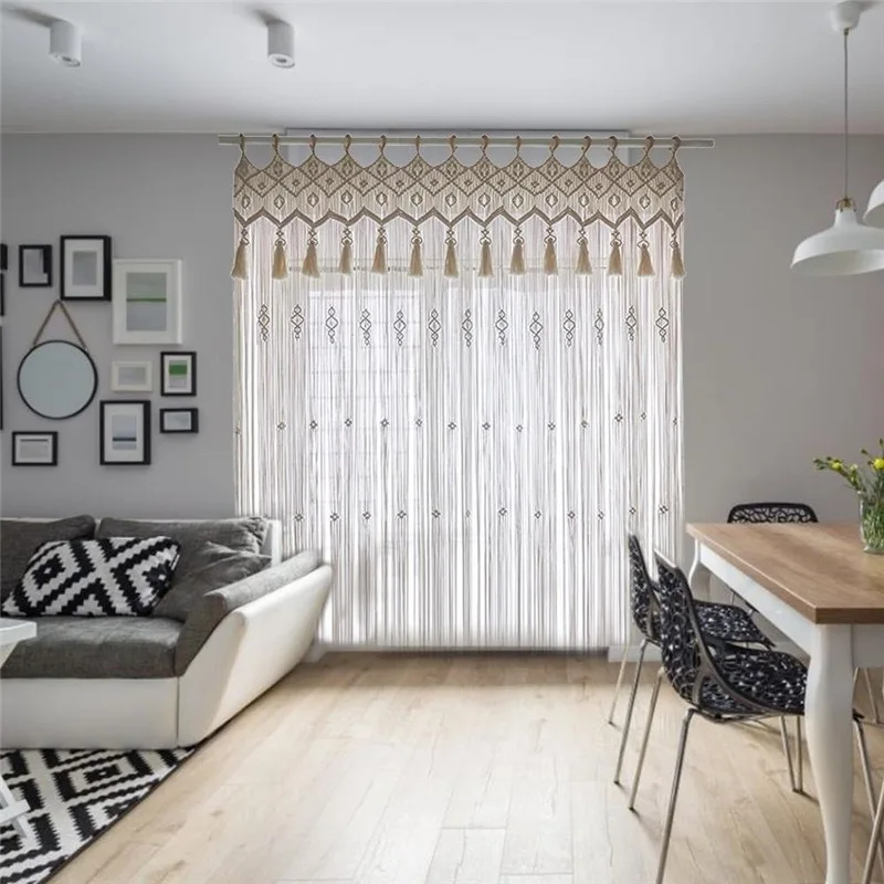 Hand-woven Macrame Cotton Door Curtain Tapestry Wall Hanging Tapestry for Home Decor Boho Decoration Bohemian Wedding Backdrop