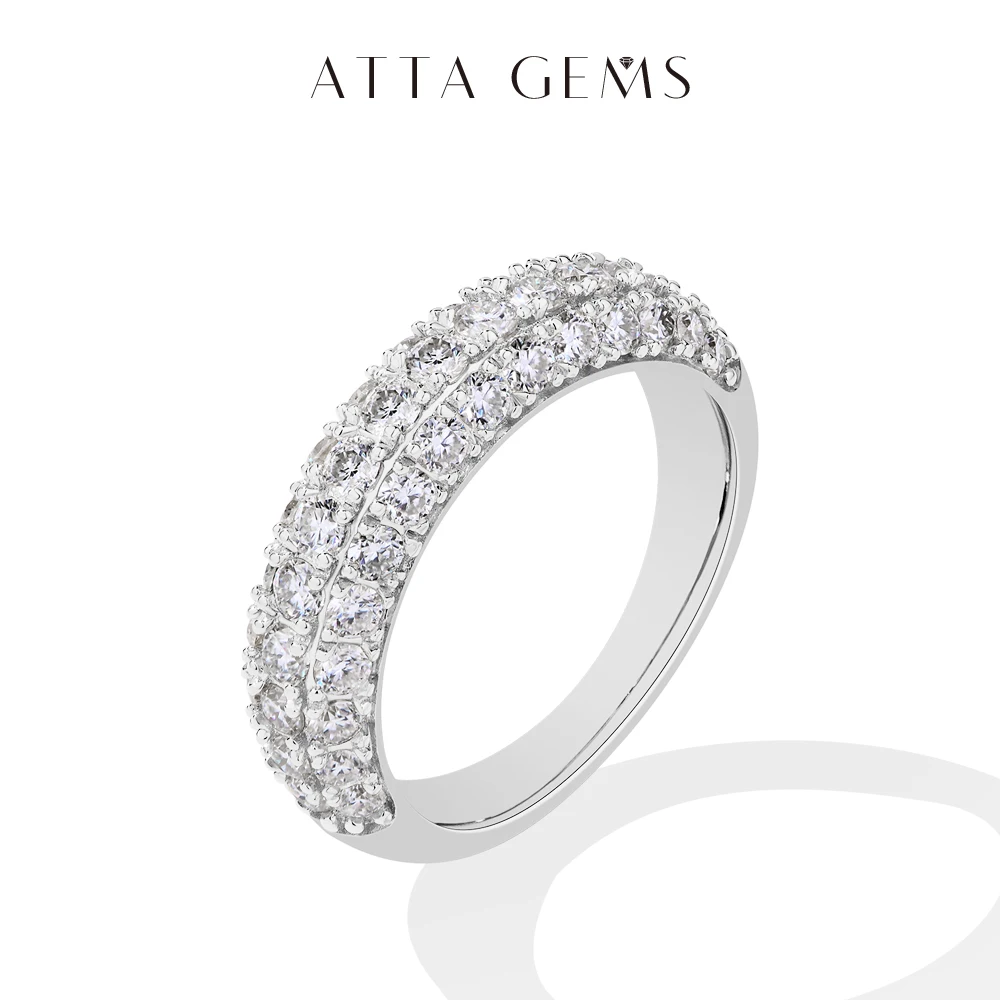 

ATTAGEMS полные лабораторные кольца с бриллиантами из муассанита для женщин, полуобручальное кольцо, сверкающее серебро S925, обручальное ювелирное изделие для невесты, подарки