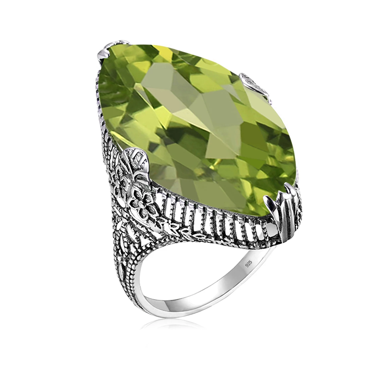 14*26mm Marquise-Stein Oliven-Peridot-Ring Gold für Damen Trend Luxus-Schmuck Geburtsstein Edelsteine Einzigartiges Handgefertigtes Geschenk Damen Sale – Detail 7