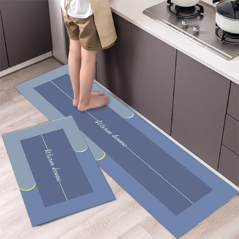VIKAMA 1/2piece Kitchen Rug Simple, Water-Absorbent, Anti-Slip, Quick-Drying Laundry Room, Dining Room Foot Mat, Home Decoration