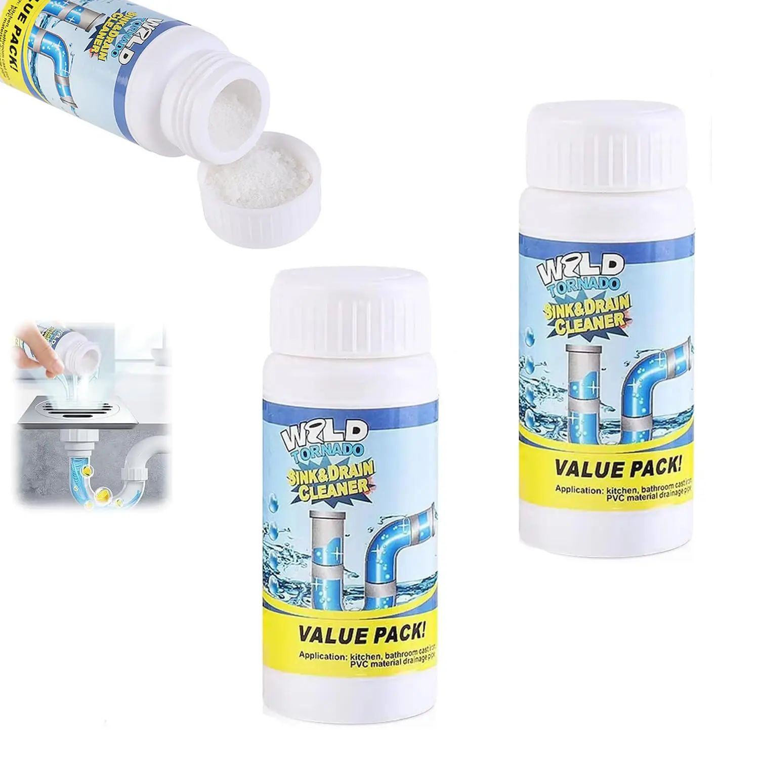 110g Powerful Kitchen Pipe Dredging Agent Toilet Sink Drain Cleaner Deodorant Sewer Fast Foaming Kitchen Pipes Cleaning Tools